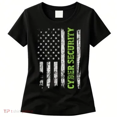 Cybersecurity USA Flag Computer Engineer Programmer Hacker Women's T-Shirt