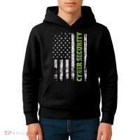 Cybersecurity USA Flag Computer Engineer Programmer Hacker Kids Hoodie thumb 4
