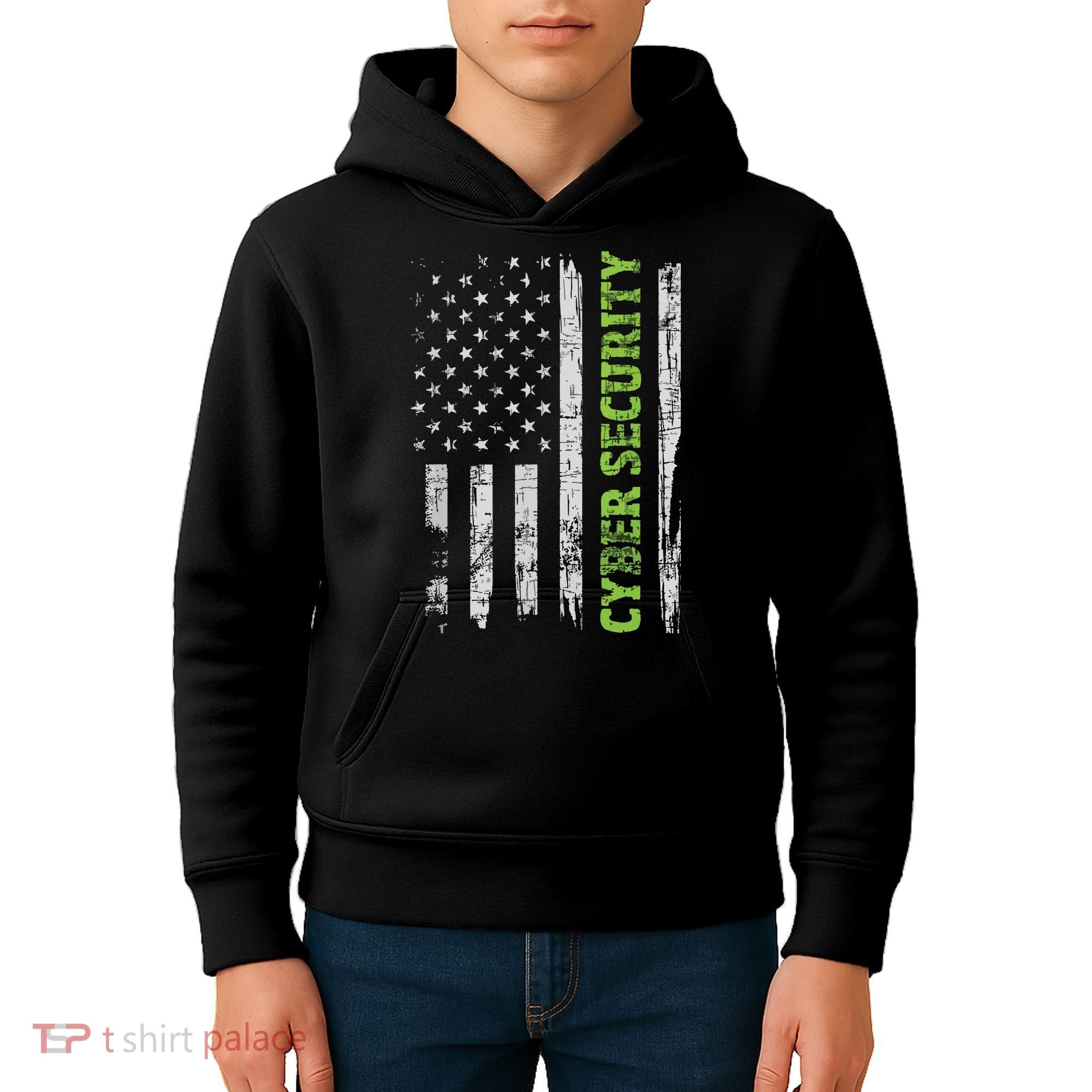 Cybersecurity USA Flag Computer Engineer Programmer Hacker Kids Hoodie