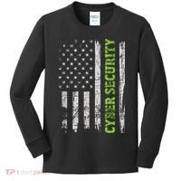 Cybersecurity USA Flag Computer Engineer Programmer Hacker Kids Long Sleeve Shirt thumb 0