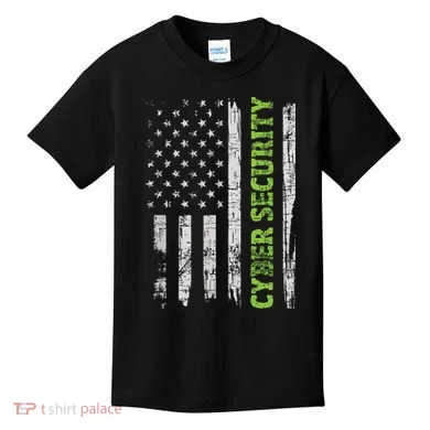 Cybersecurity USA Flag Computer Engineer Programmer Hacker Kids T-Shirt