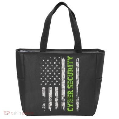 Cybersecurity USA Flag Computer Engineer Programmer Hacker Tote Bag