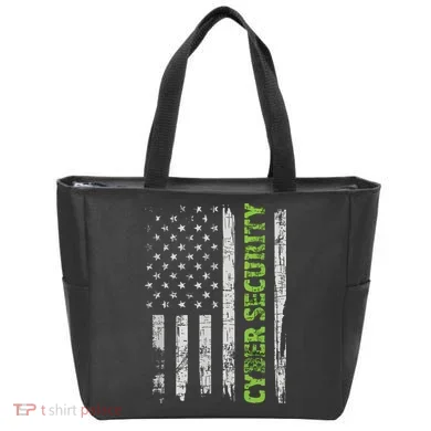 Cybersecurity USA Flag Computer Engineer Programmer Hacker Tote Bag