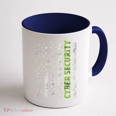 Cybersecurity USA Flag Computer Engineer Programmer Hacker Coffee Mug back