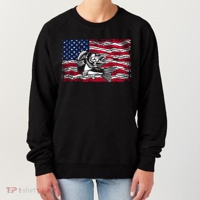 Cool Usa Flag With Fish Women's Sweatshirt