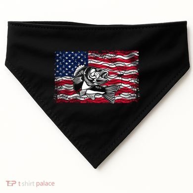 Cool Usa Flag With Fish USA-Made Doggie Bandana