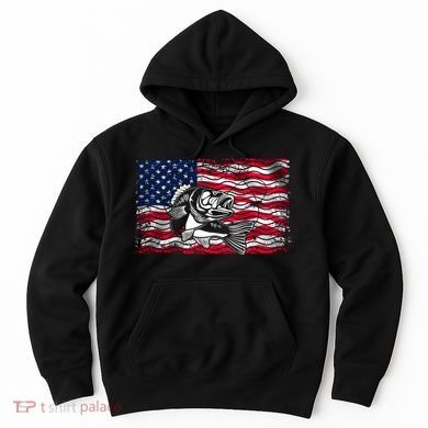 Cool Usa Flag With Fish Hoodie