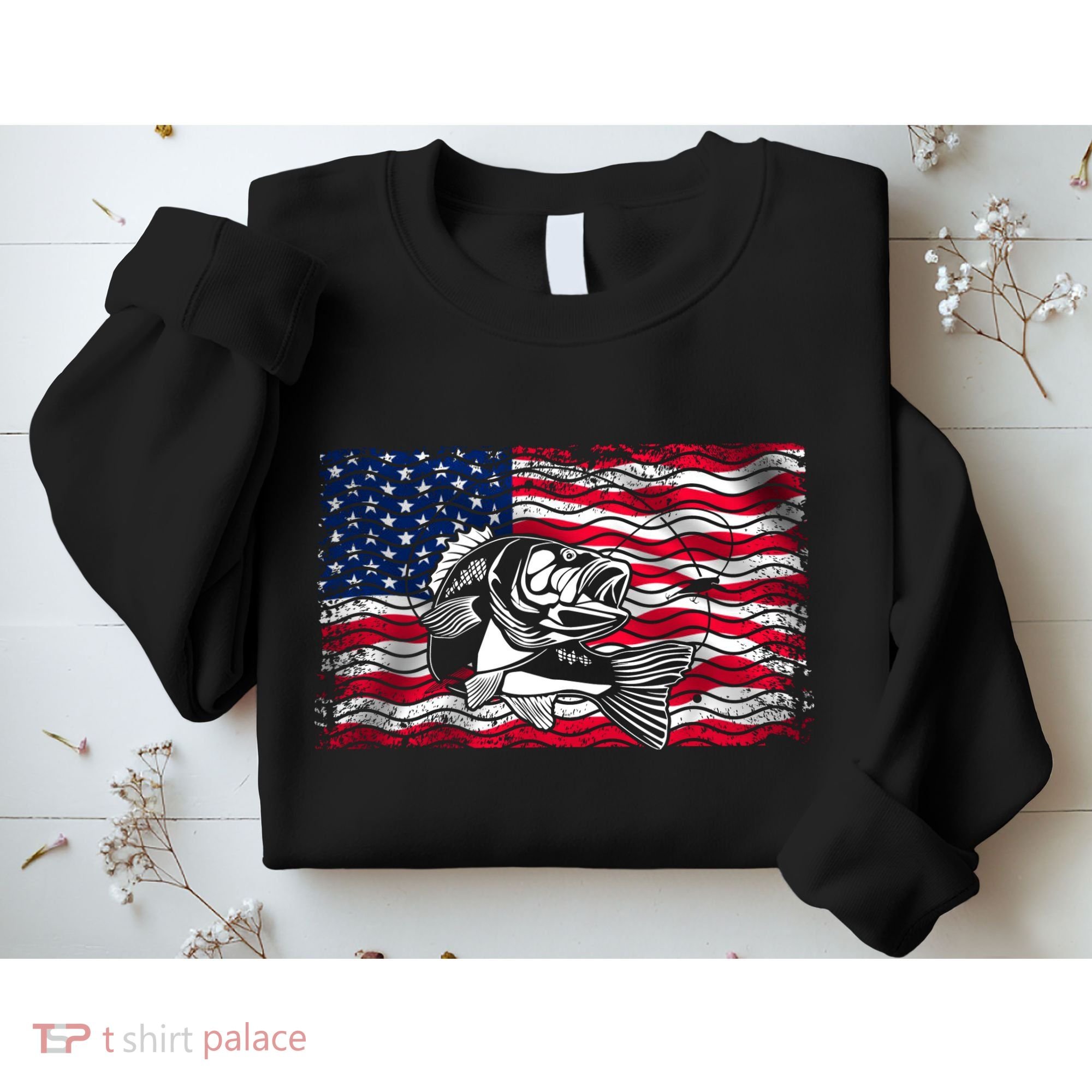 Cool Usa Flag With Fish Sweatshirt