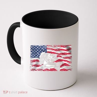 Cool Usa Flag With Fish Coffee Mug