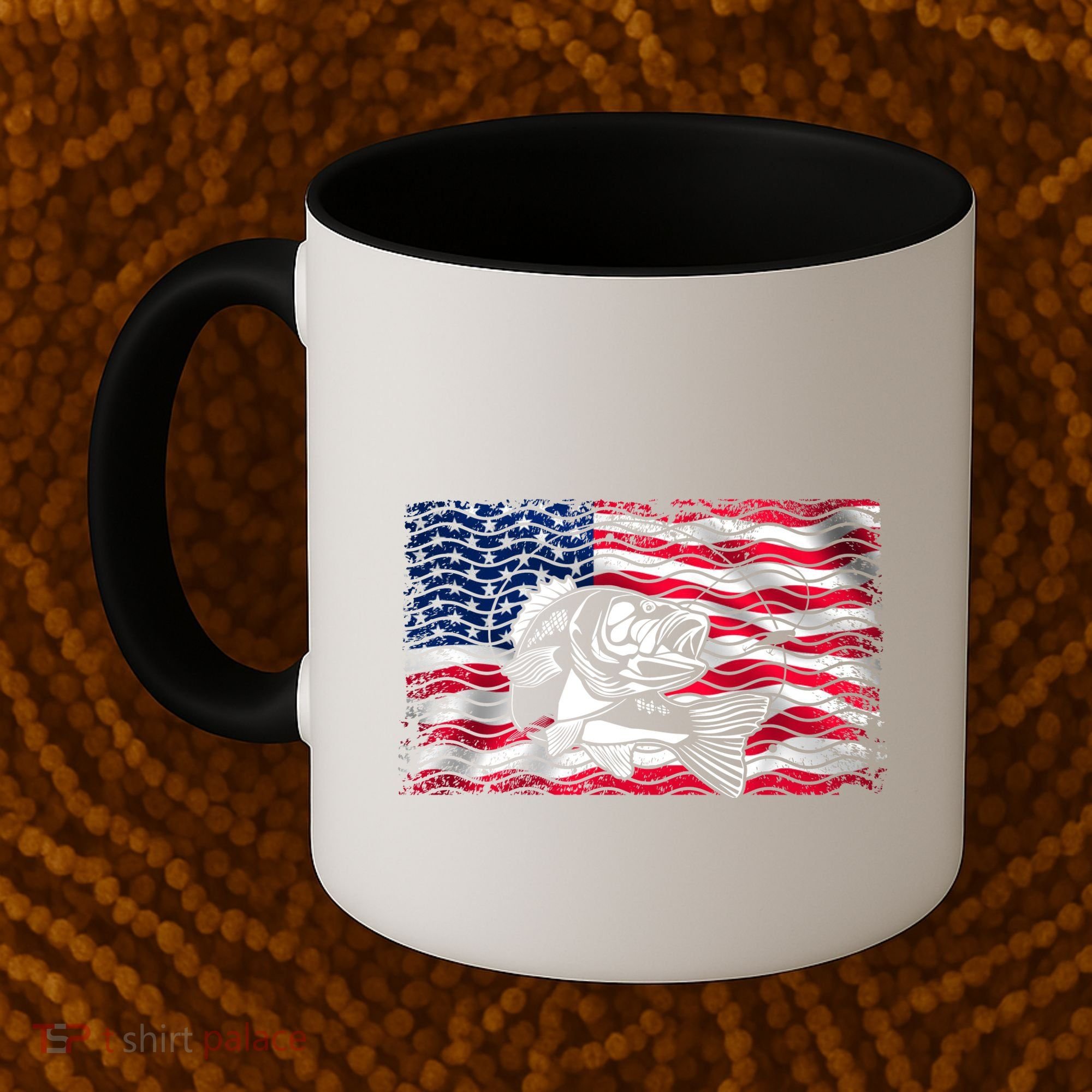 Cool Usa Flag With Fish Coffee Mug