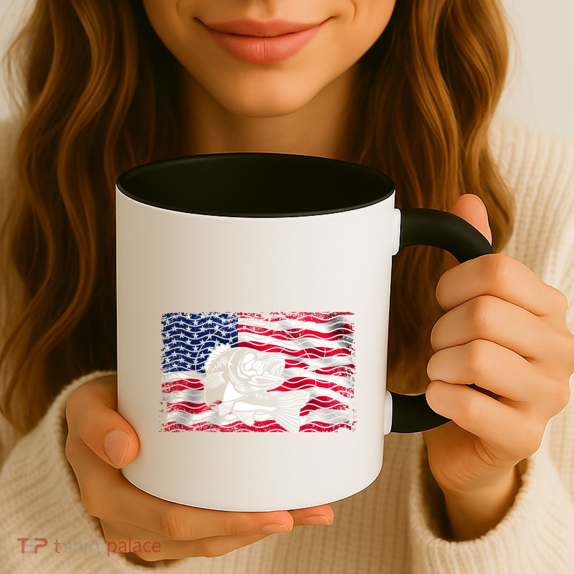 Cool Usa Flag With Fish Coffee Mug