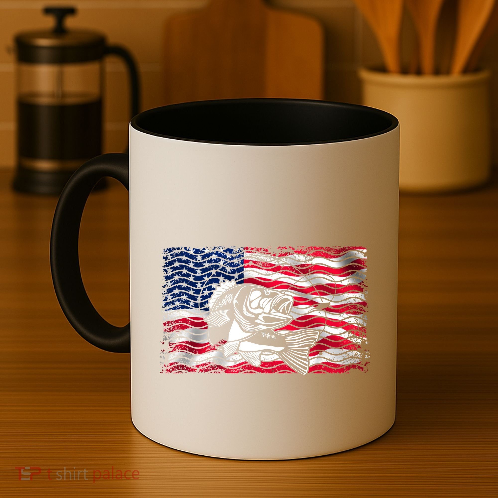 Cool Usa Flag With Fish Coffee Mug