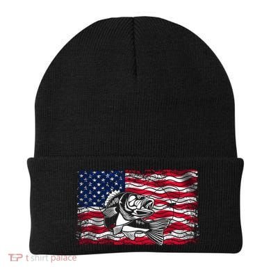 Cool Usa Flag With Fish Beanie