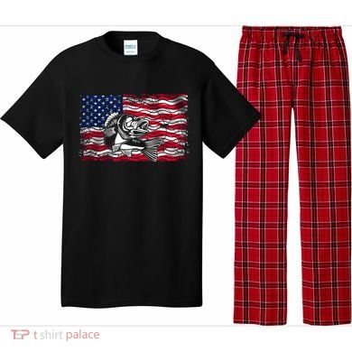 Cool Usa Flag With Fish Pajama Set