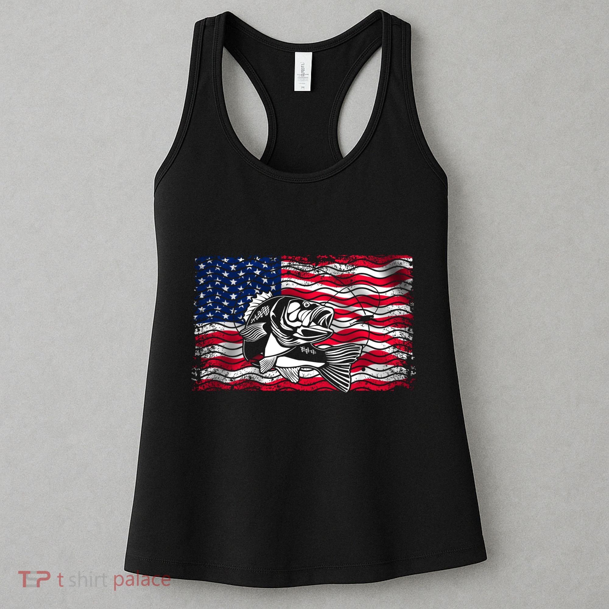 Cool Usa Flag With Fish Women's Tank Top