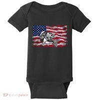 Cool Usa Flag With Fish Baby Bodysuit thumb 0