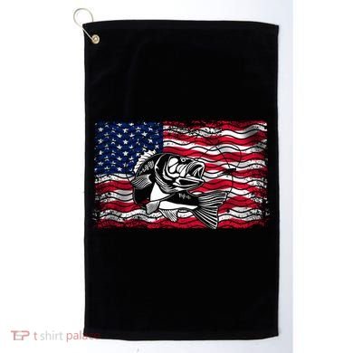 Cool Usa Flag With Fish Golf Towel