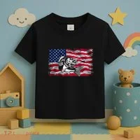 Cool Usa Flag With Fish Toddler T-Shirt thumb 3