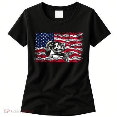Cool Usa Flag With Fish Women's T-Shirt