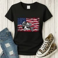 Cool Usa Flag With Fish Women's T-Shirt thumb 3