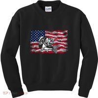 Cool Usa Flag With Fish Kids Sweatshirt thumb 0