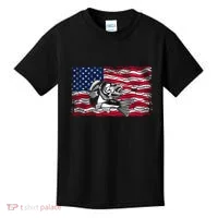 Cool Usa Flag With Fish Kids T-Shirt thumb 0