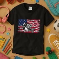 Cool Usa Flag With Fish Kids T-Shirt thumb 3