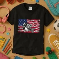 Cool Usa Flag With Fish Kids T-Shirt thumb 3