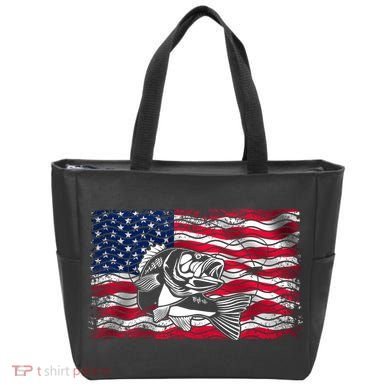 Cool Usa Flag With Fish Tote Bag