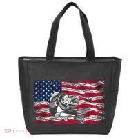 Cool Usa Flag With Fish Tote Bag thumb 0