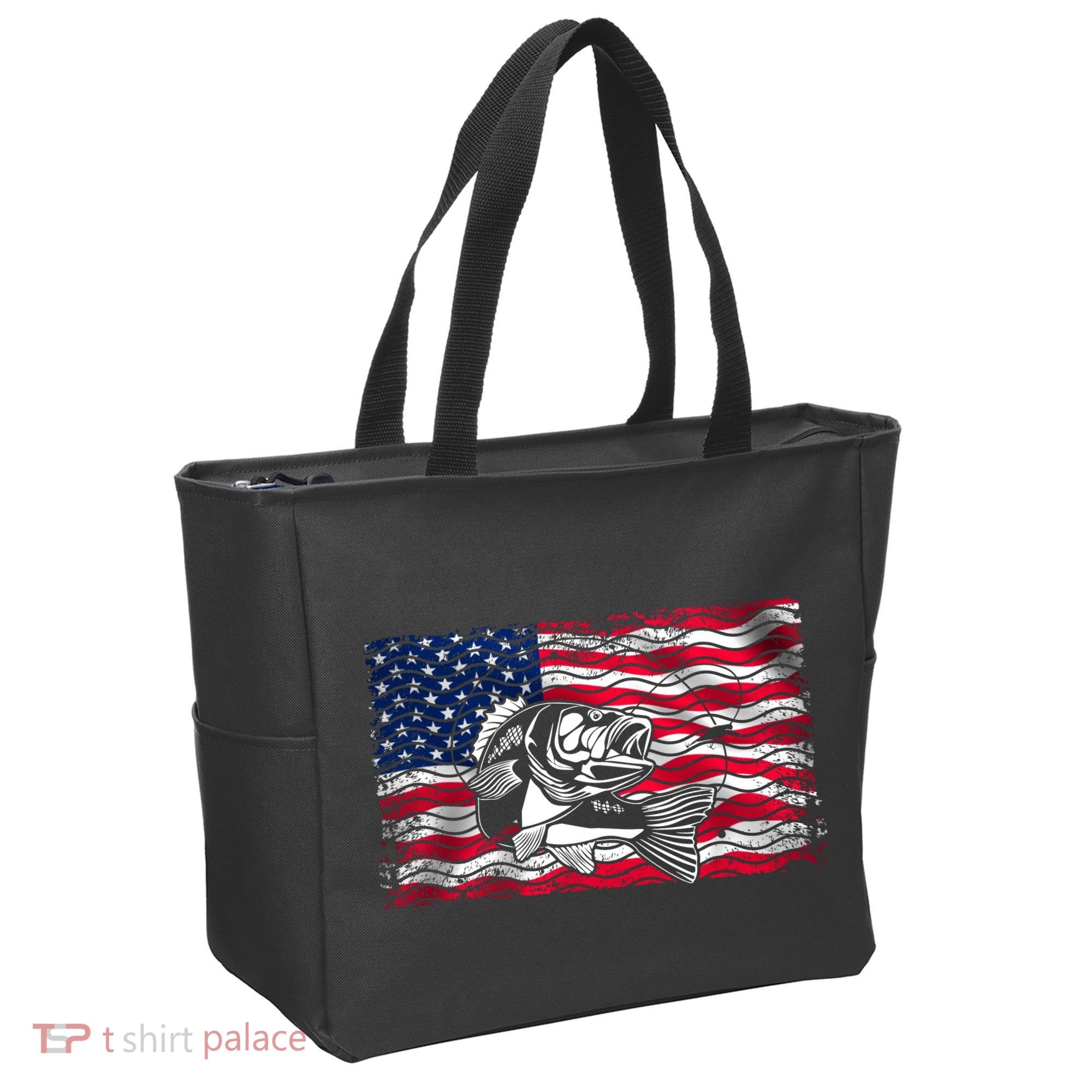 Cool Usa Flag With Fish Tote Bag