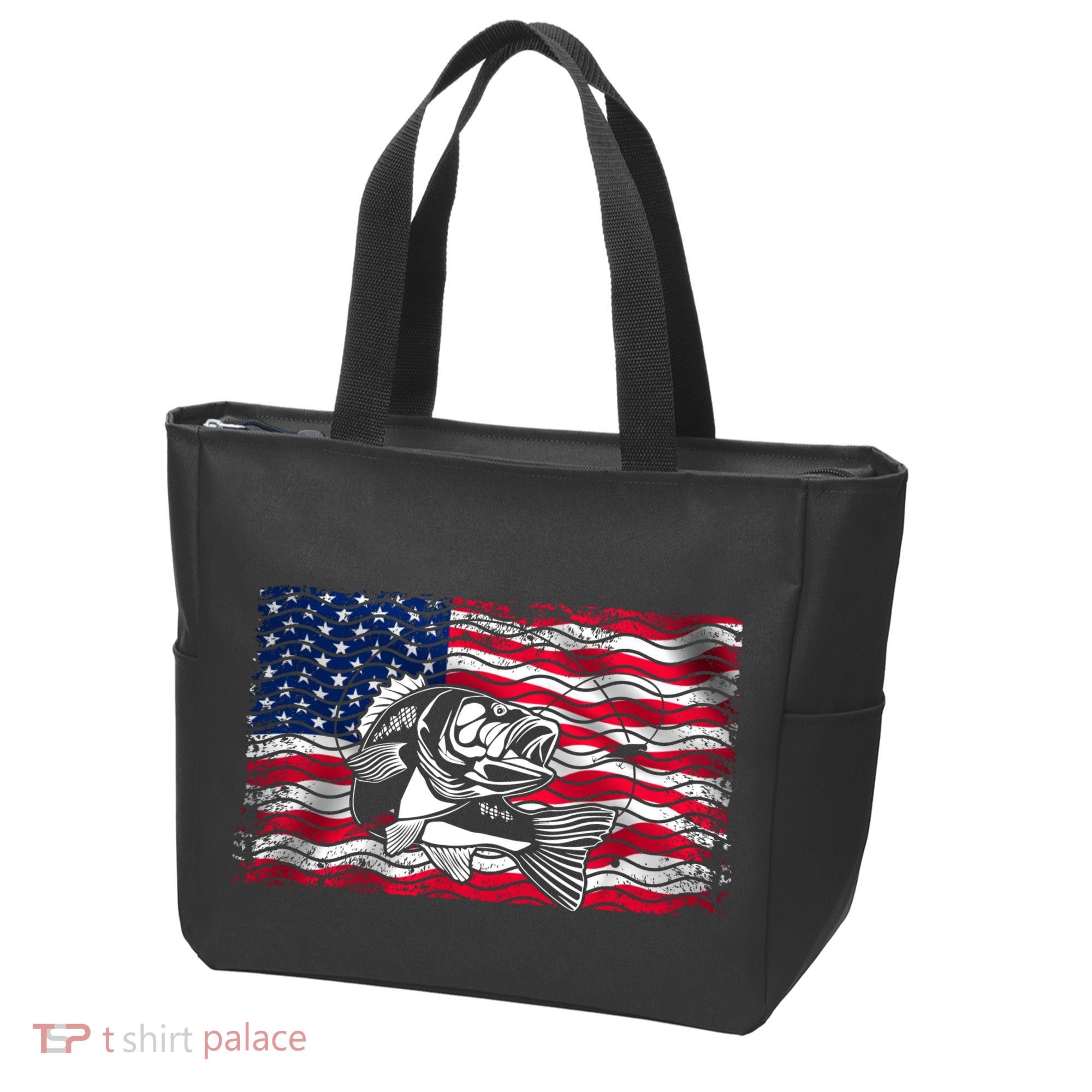 Cool Usa Flag With Fish Tote Bag