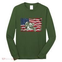 Cool Usa Flag With Fish Long Sleeve Shirt thumb 0