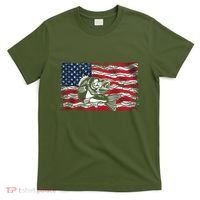 Cool Usa Flag With Fish T-Shirt thumb 0