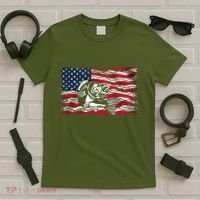 Cool Usa Flag With Fish T-Shirt thumb 5