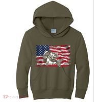 Cool Usa Flag With Fish Kids Hoodie thumb 0