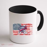 Cool Usa Fishing With Flag Coffee Mug thumb 1