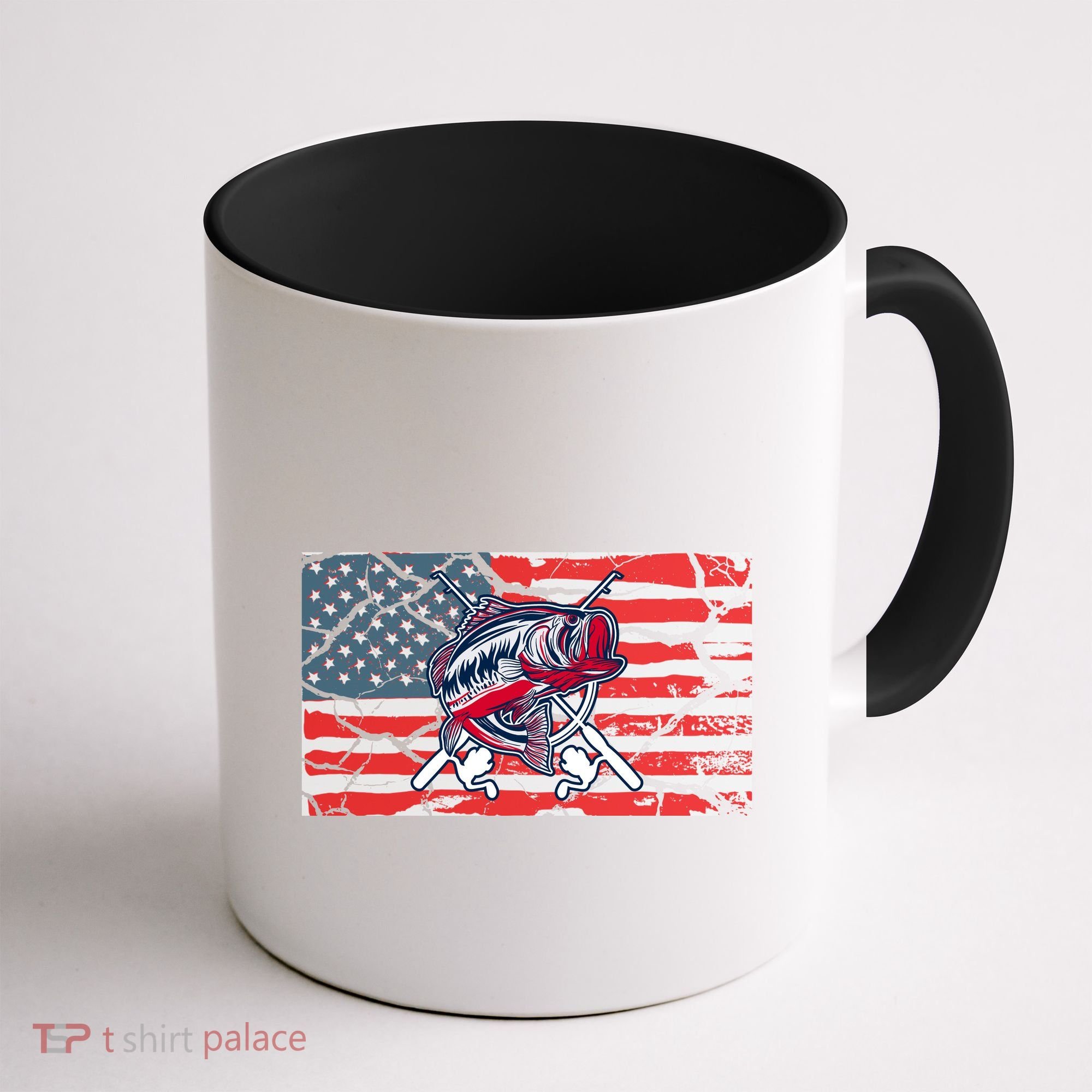 Cool Usa Fishing With Flag Coffee Mug