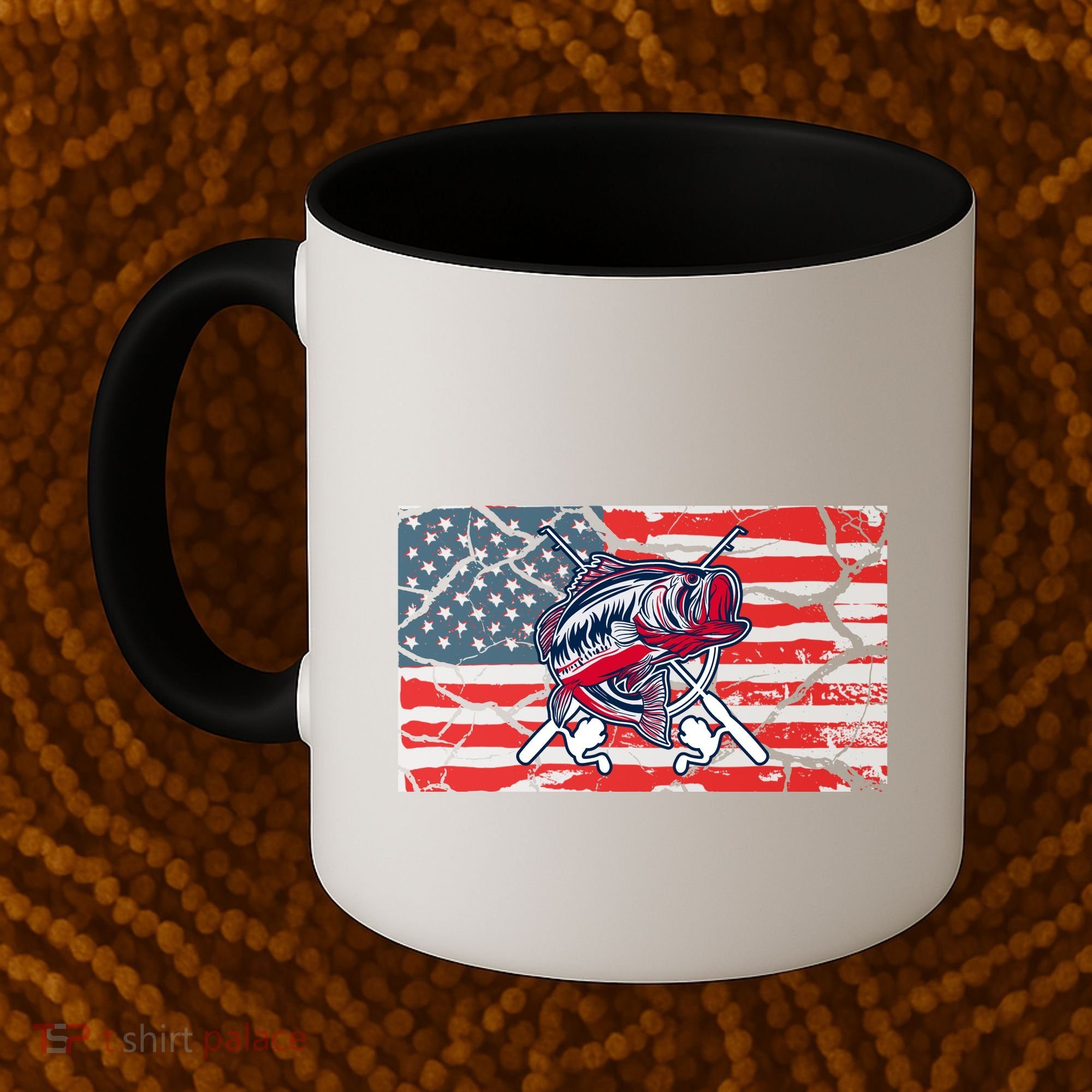 Cool Usa Fishing With Flag Coffee Mug