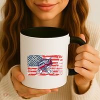 Cool Usa Fishing With Flag Coffee Mug thumb 3