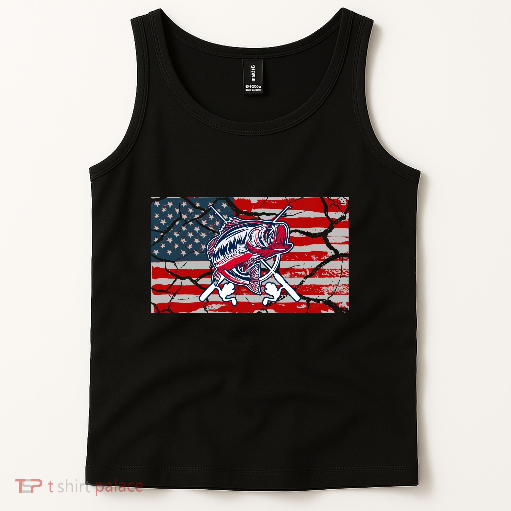 Cool Usa Fishing With Flag Tank Top