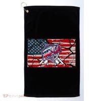Cool Usa Fishing With Flag Golf Towel thumb 0