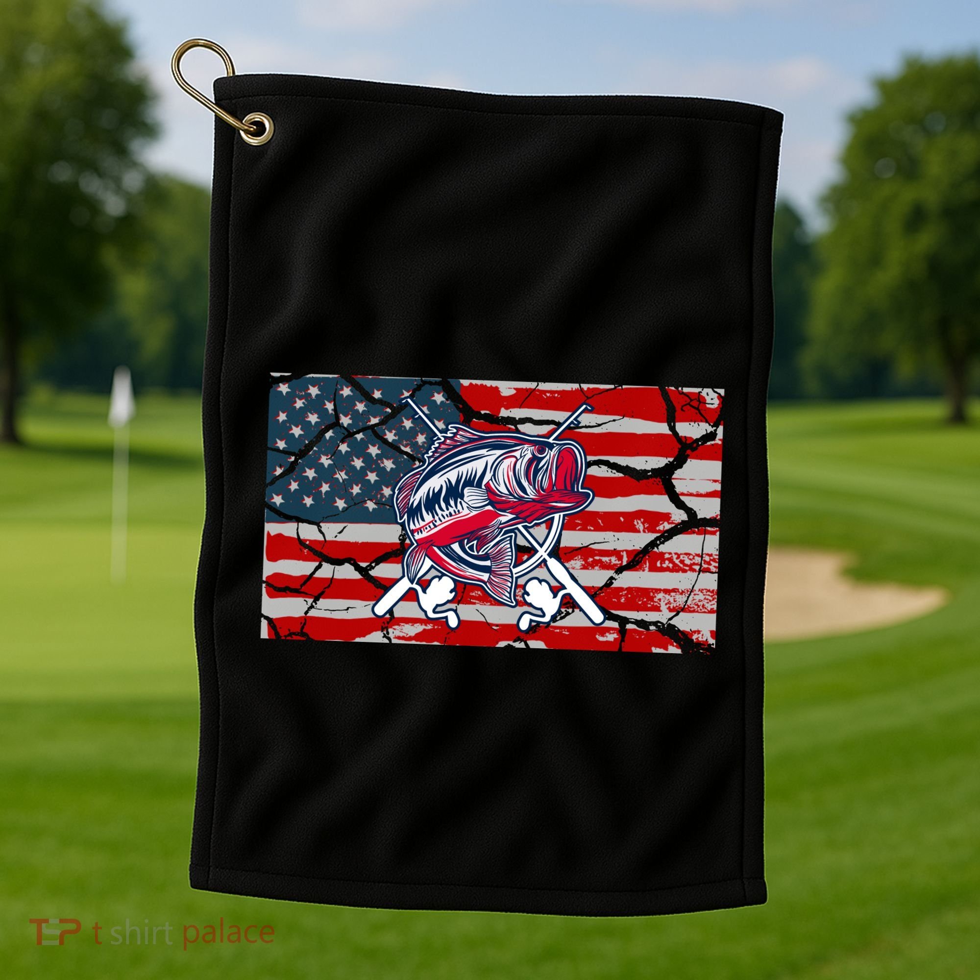 Cool Usa Fishing With Flag Golf Towel