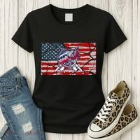 Cool Usa Fishing With Flag Women's T-Shirt thumb 3