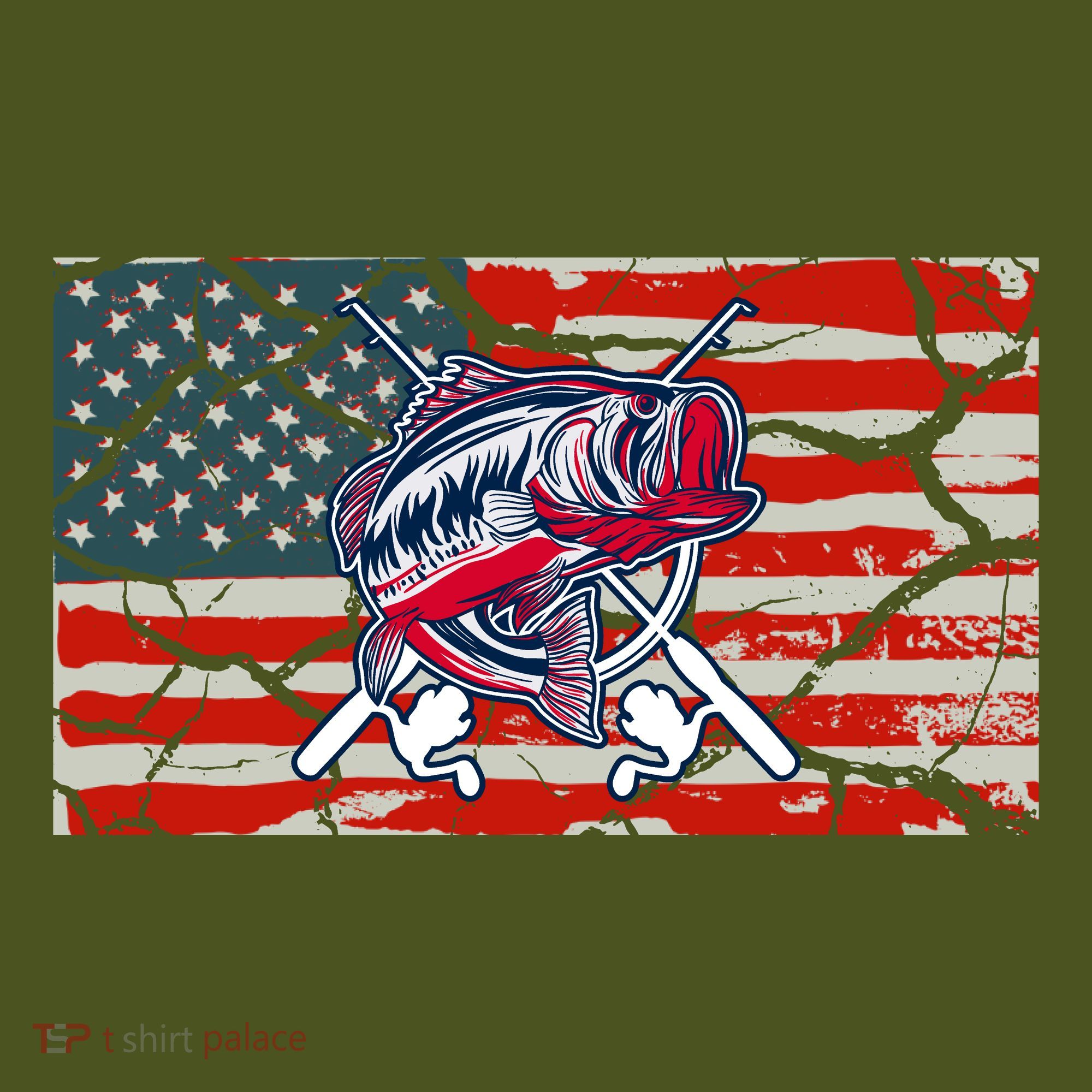 Cool Usa Fishing With Flag Long Sleeve Shirt