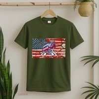 Cool Usa Fishing With Flag T-Shirt thumb 2