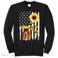 Cow USA Flag Sunflower Cow Lover Sweatshirt thumb 0