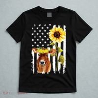 Cow USA Flag Sunflower Cow Lover T-Shirt thumb 5