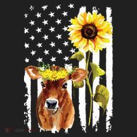 Cow USA Flag Sunflower Cow Lover Beanie thumb 2