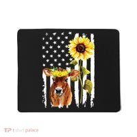 Cow USA Flag Sunflower Cow Lover Mousepad thumb 0